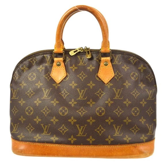 Louis Vuitton Handbags - Louis Vuitton Brown Monogram Canvas Top-Handle Bag with Tan Leather Trim